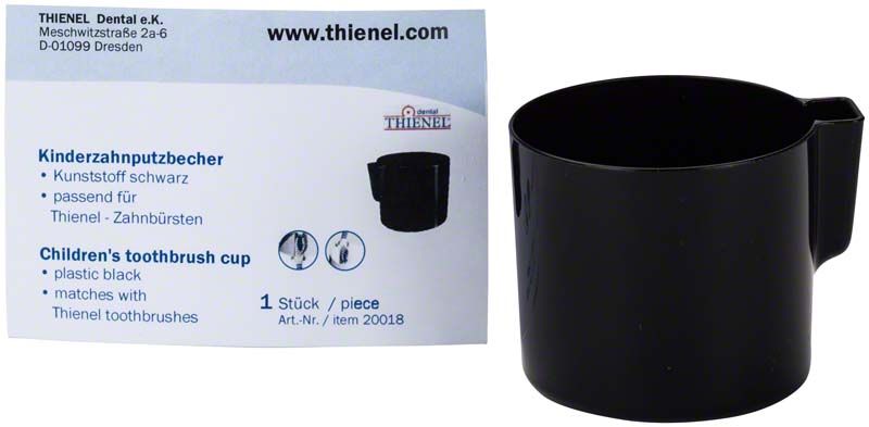 Schwarzer Zahnputzbecher aus Kunststoff ohne Motiv.