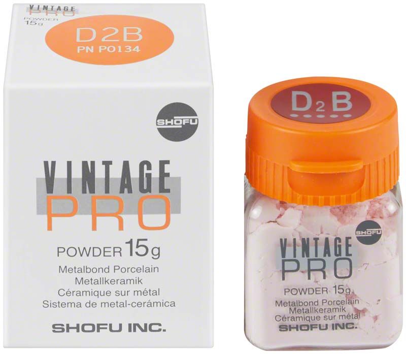 Vintage PRO Body 15g D2B Pulver in weißer Verpackung neben Kunststoffbehälter.