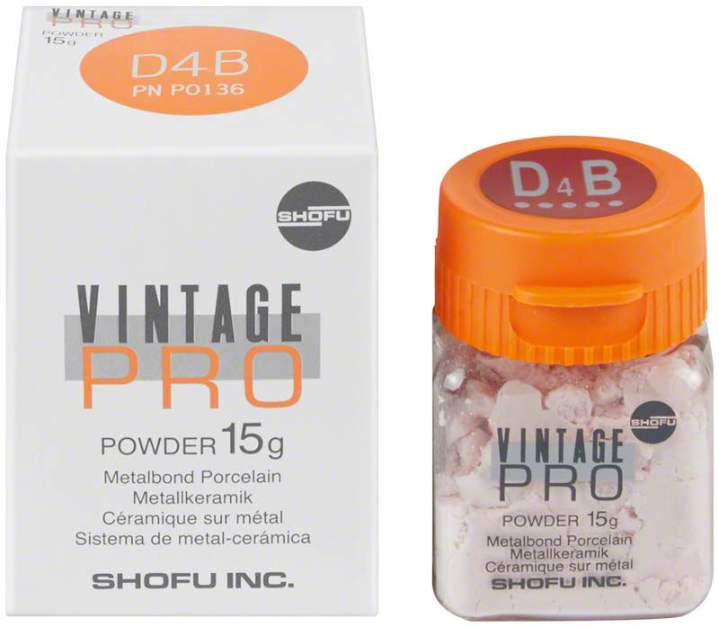 Vintage PRO Body 15g D4B Porzellan-Metallpulver in weißer Verpackung.