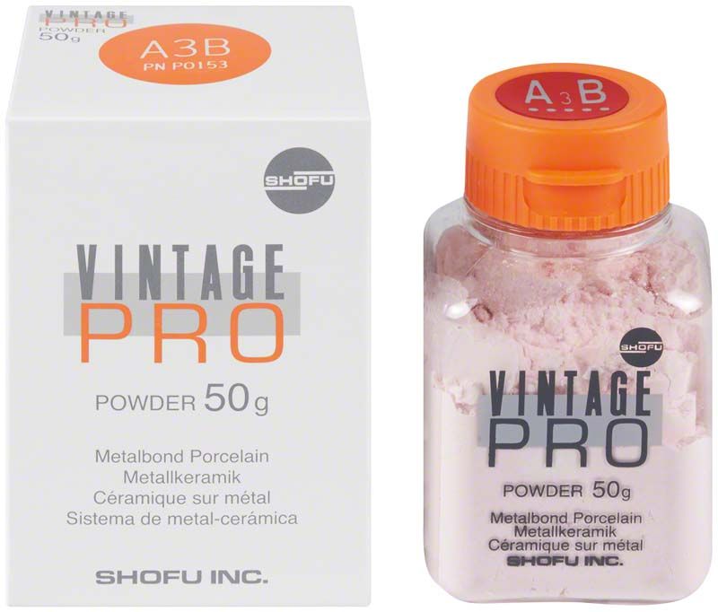 Vintage PRO Body 50g A3B Keramikpulver mit Verpackung und Produktetikett.