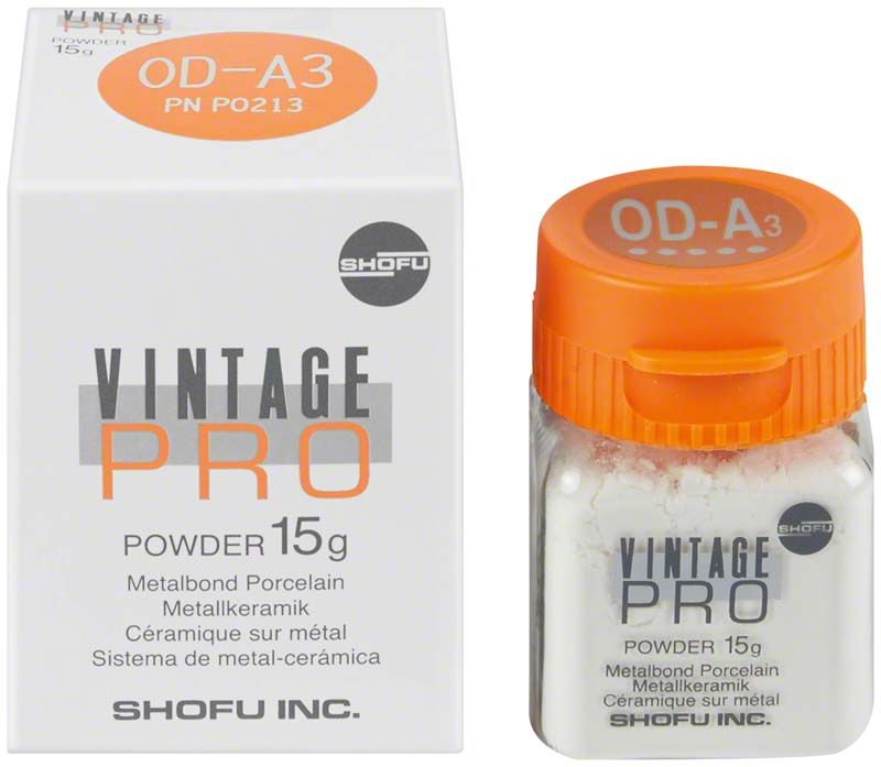 Vintage PRO Opaque Dentin 15g OD-A3 in Originalverpackung mit orangefarbenem Deckel.