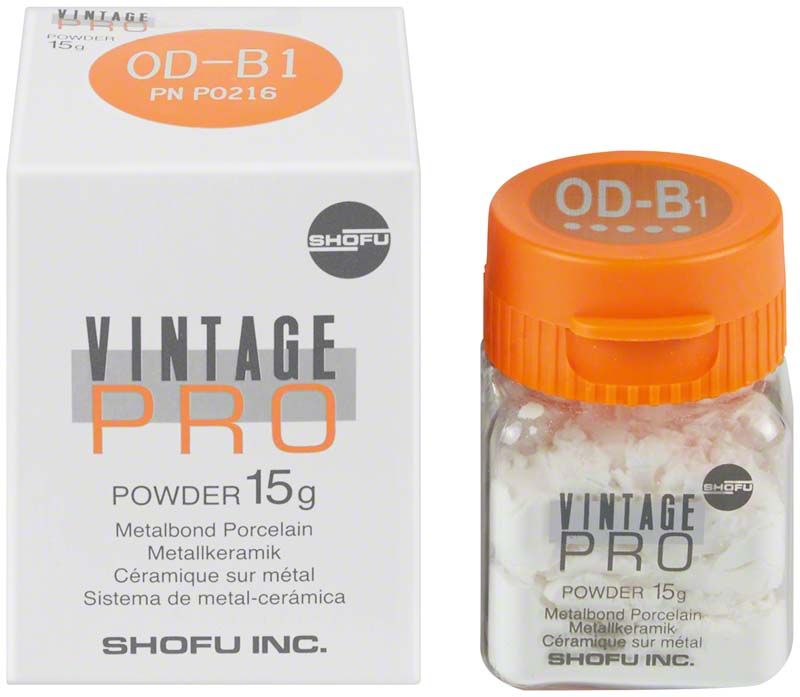 Vintage PRO Opaque Dentin 15g OD-B1 in Kunststoffdose mit Verpackung.