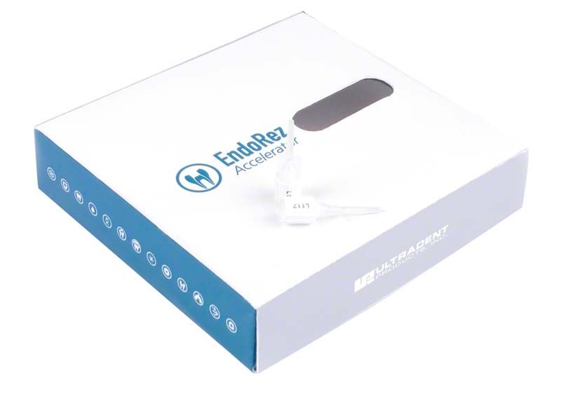 EndoREZ® Accelerator Verpackung mit Logo und Spritze auf weißem Hintergrund