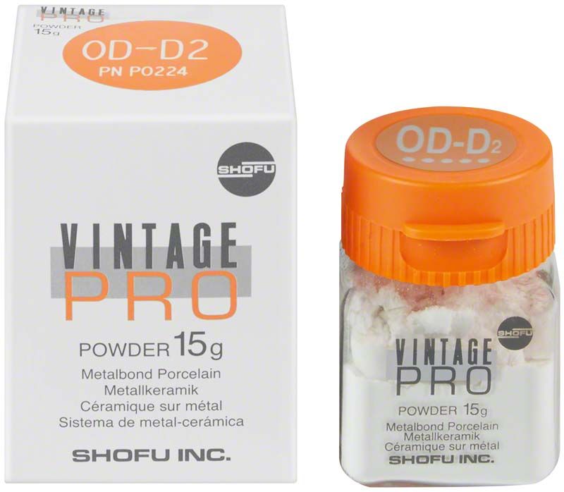 Vintage PRO Opaque Dentin 15g OD-D2 in Originalverpackung mit orangefarbenem Deckel.