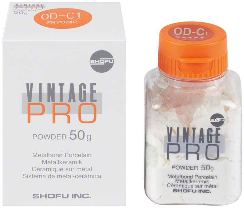 Verpackung und Flasche von Vintage PRO Opaque Dentin 50g OD-C1.