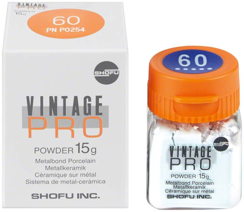 Vintage PRO Incisal 15g Verpackung und Glasbehälter mit orangefarbenem Deckel.