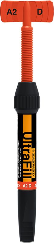 Harvard UltraFill Multi Opacity Spritze Dentin A1 D mit oranger Kappe.