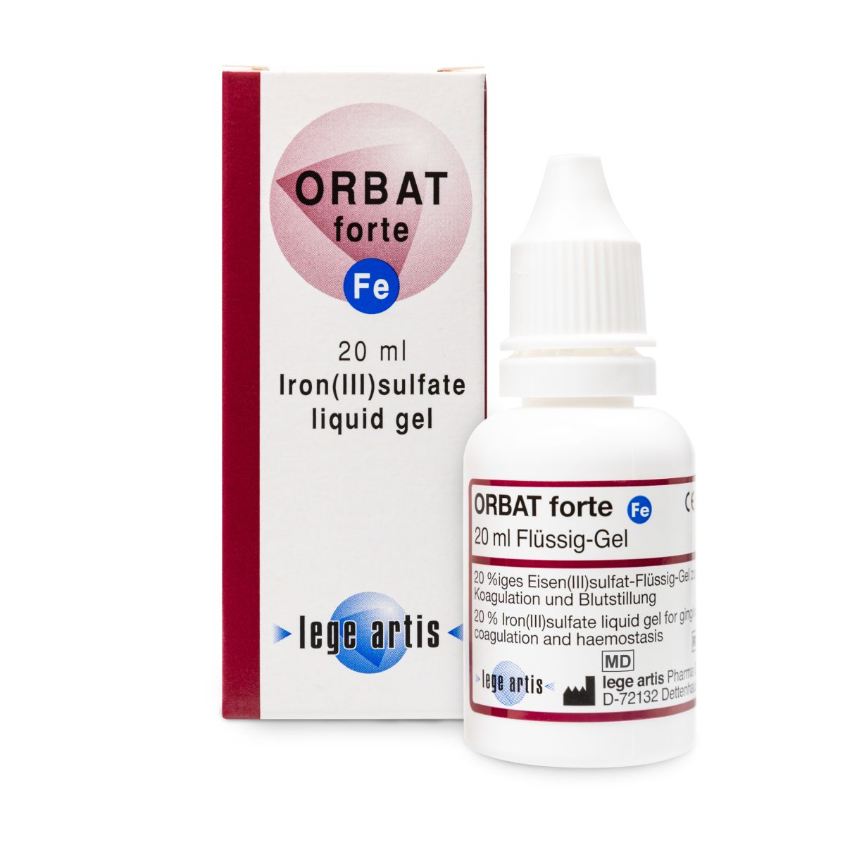 Orbat forte Eisen(III)sulfat-Flüssig-Gel 20 ml Flasche vor Verpackung