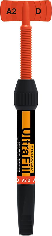 Harvard UltraFill Multi Opacity Spritze Dentin - A3,5 D, orange-schwarze Verpackung.