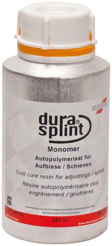 DURASPLINT® Monomer 250ml Flasche für zahnmedizinische Anwendungen.