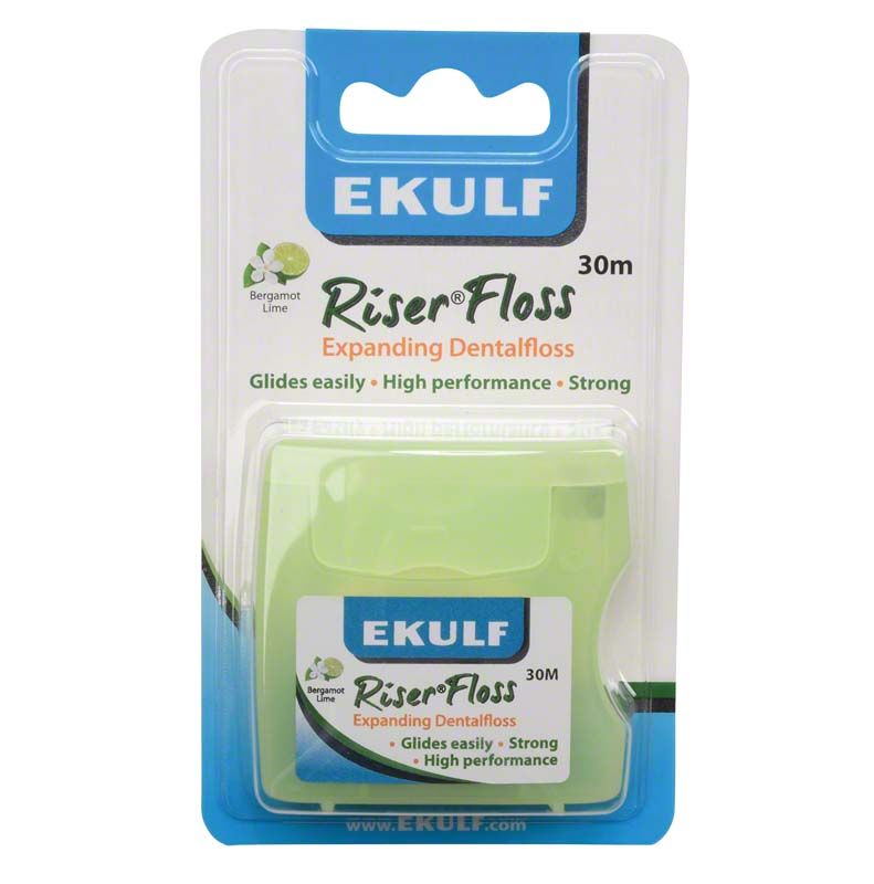 EKULF Riser® Floss 30m in grüner Verpackung mit Bergamotte/Limetten-Aroma.