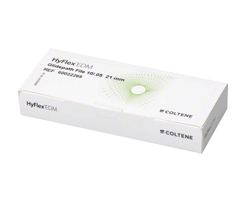 HyFlex™ EDM Glide Path File 10/.05 Verpackung mit Produktinformationen auf weißem Hintergrund.