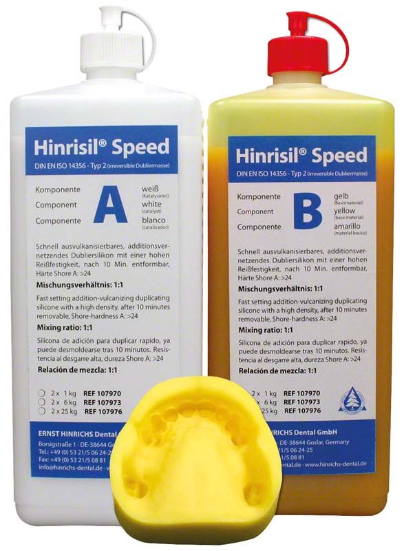 Hinrisil Speed Dubliersilikon Set, zwei Flaschen mit Modellabbildung.