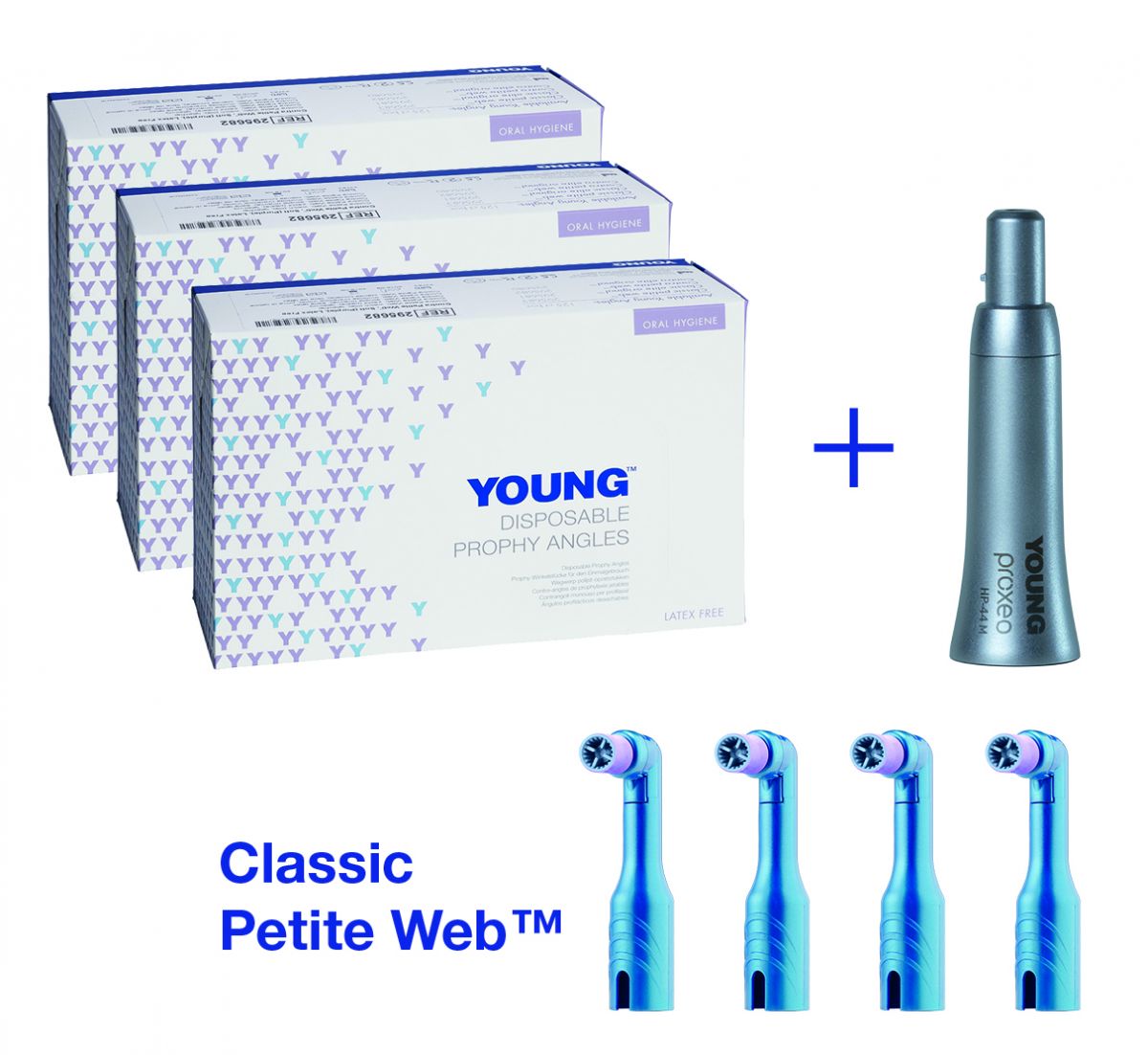 Starterkit mit Prophylaxewinkelstücken und Handstück von YOUNG™.