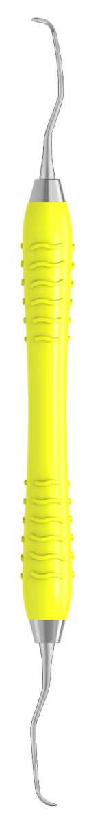 Gelbe Colori Kürette GRACEY Standard Figur 11-12 mit ergonomischem Griff.