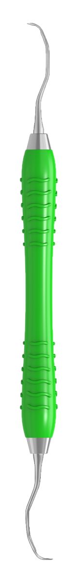 Grüne Colori Kürette GRACEY Standard Figur 13-14 mit ergonomischem Griff.