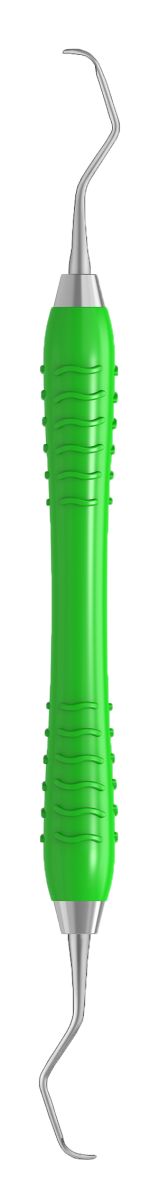 Grüne Colori Kürette GRACEY Standard Figur 7-8 mit gebogenem Arbeitsende.