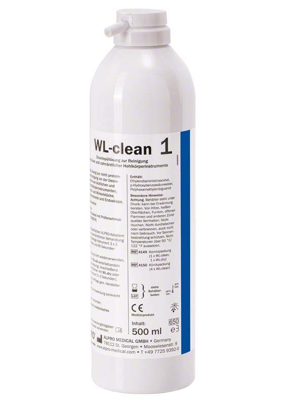 WL-clean Kombipackung, 500 ml Flasche, zur Instrumentenpflege und Hohlkörperdesinfektion.