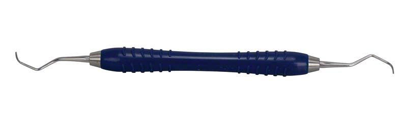 Blaues Colori Universal Kürette Figur M23A, doppelseitige Ansicht.