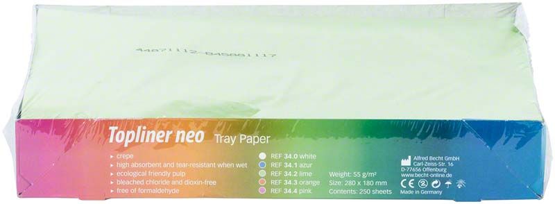 Topliner neo Traypapier in 18 x 28 cm, limefarben, verpackt.