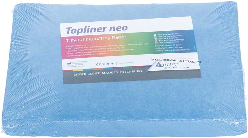 Topliner neo Trayauflagen 36 x 28 cm in Azurblau, verpackt.