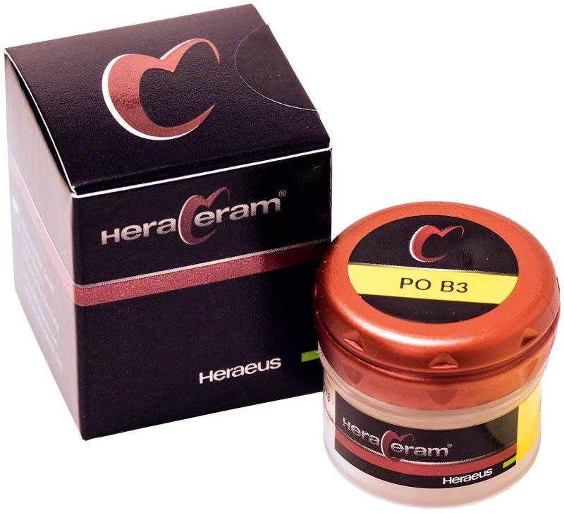 HeraCeram® Pastenopaker PO B3 Verpackung und Glas mit Kulzer-Logo.
