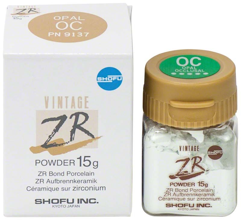 Vintage ZR Opal Effekt OC 15g Pulver mit Verpackung und Glasbehälter.