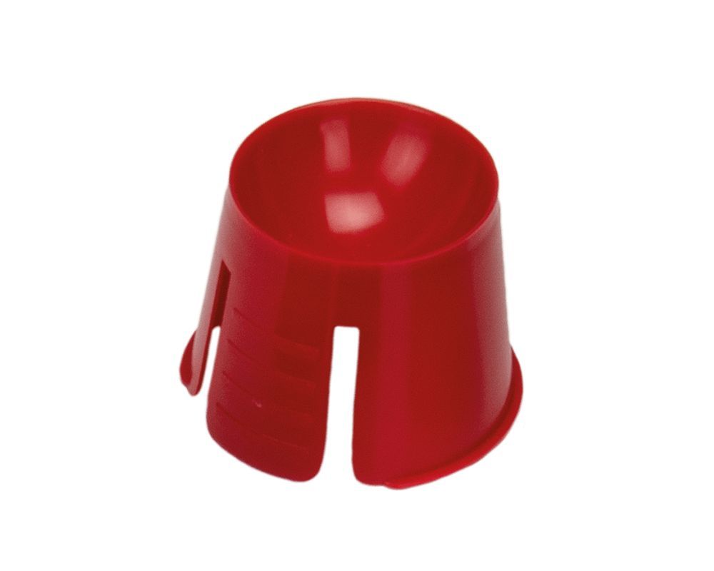 Roter Monoart Dappenbecher mit Einkerbungen für den Dentalgebrauch.