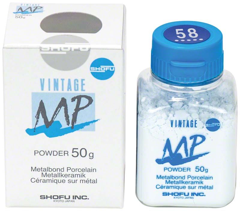 Vintage MP Standard Schneide 50g Pulverflasche neben der Originalverpackung.