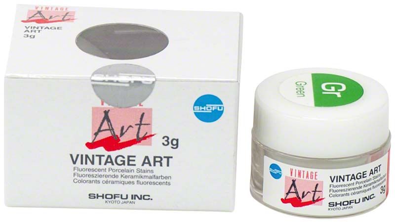Schachtel und Tiegel der VINTAGE Art Base Color Stains in Grün.
