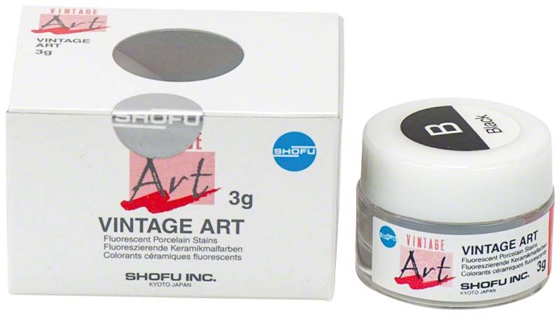 VINTAGE Art Base Color Stains B (Black) in Verpackung und Dose.