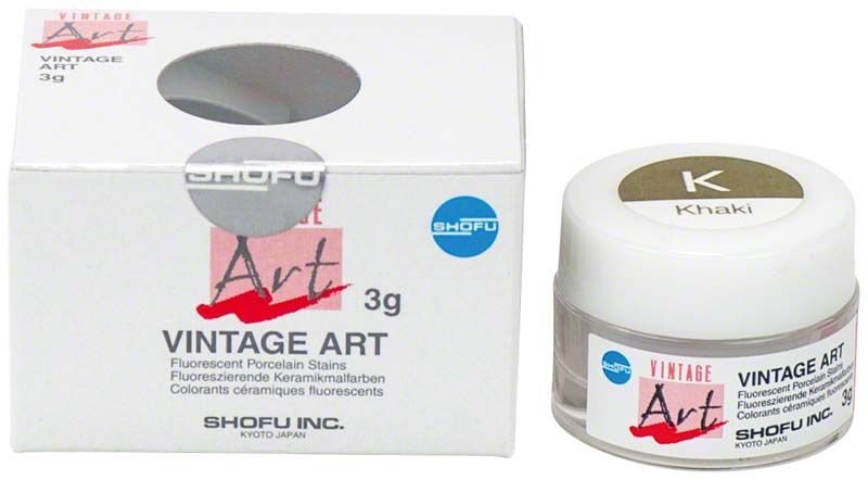 Verpackung und Tiegel von VINTAGE Art Color Stains in Khaki.