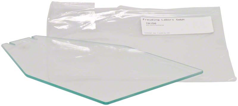 ESG-Schutzscheibe 250x200mm für Absaugtrichter A90 auf weißem Hintergrund.