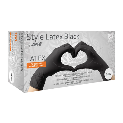 Latex-Untersuchungshandschuhe Style Black in schwarzer Verpackung.
