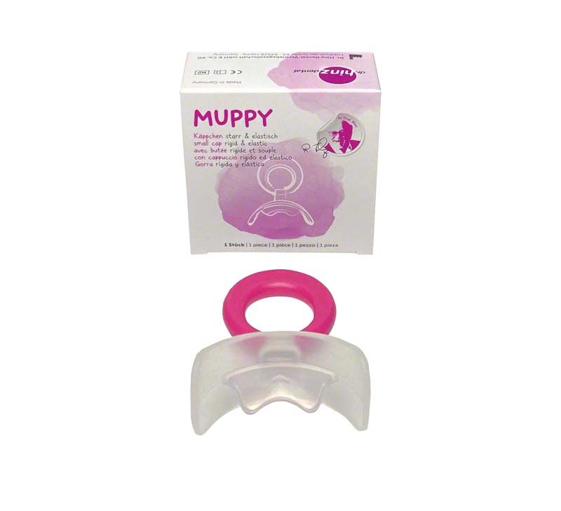 Mundvorhofplatte MUPPY® Käppchen Gr. 1 mit Verpackung im Hintergrund