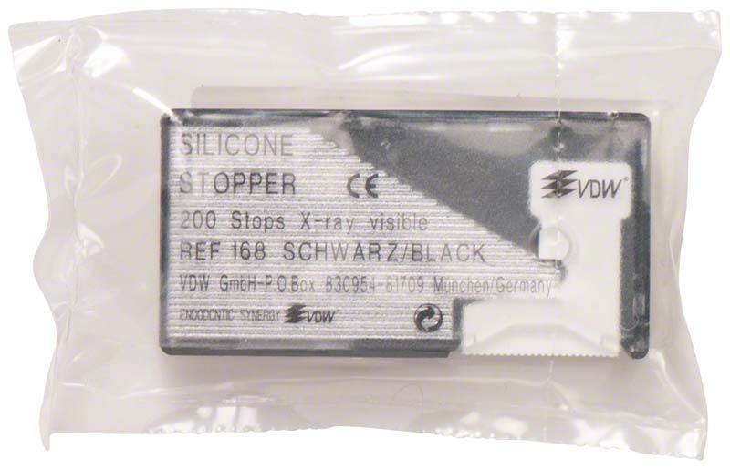 Silikon-Stopper schwarz in transparenter Verpackung von VDW.