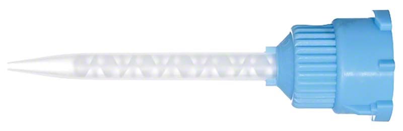 Helleblaue Automix Mischkanüle für zahnmedizinische Materialverarbeitung.