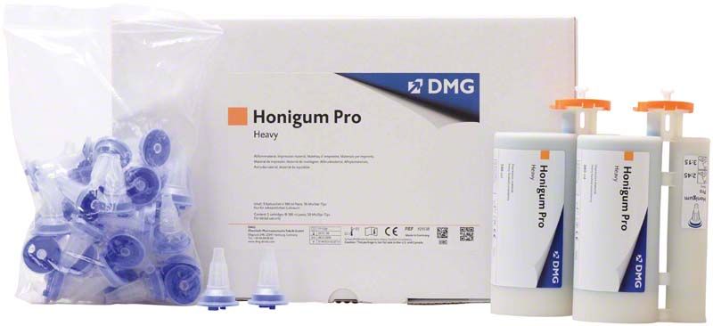 Honigum Pro-Heavy Kartuschen und Zubehör für präzise zahnmedizinische Abformungen.