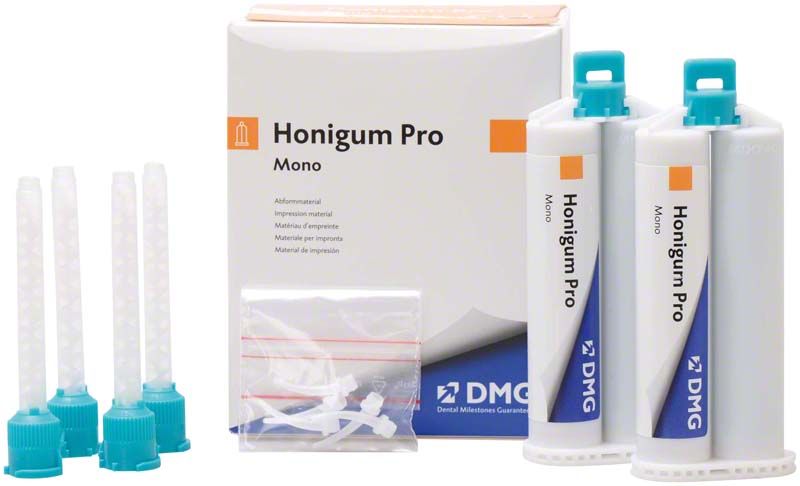 Honigum Pro-Mono Kartuschen 2 x 50ml mit Zubehör vor Verpackung