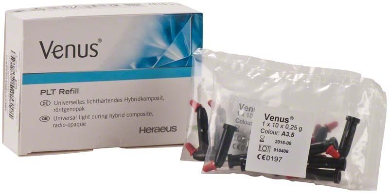 Verpackung und Nachfüllpackung des Venus PLT A3,5 Composite von Kulzer.