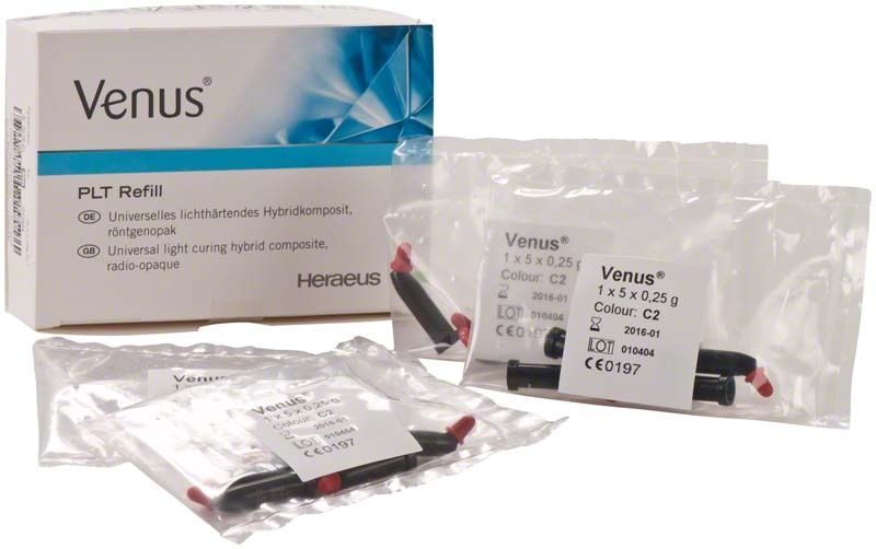Verpackung von Venus PLT C2 Universalkomposit mit Einzeldosis-Kapseln.