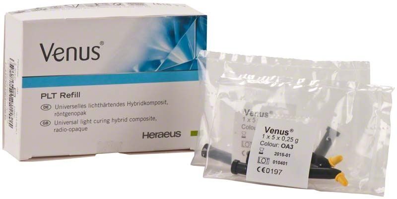 Venus PLT OA3 Nachfüllpackung mit zwei Spritzen für Zahnrestaurationen.