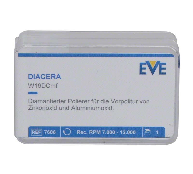Diacera Winkelstück in Verpackung mit Aufschrift für Zirkonoxid-Politur.