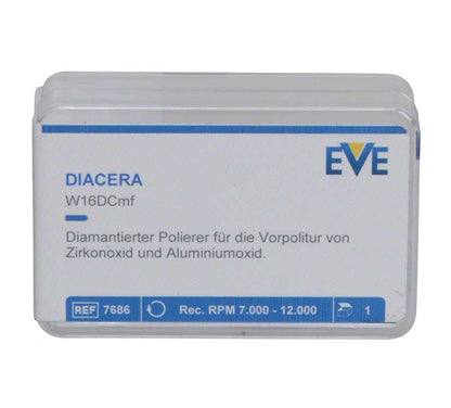 Diacera Winkelstück in Verpackung mit Aufschrift für Zirkonoxid-Politur.