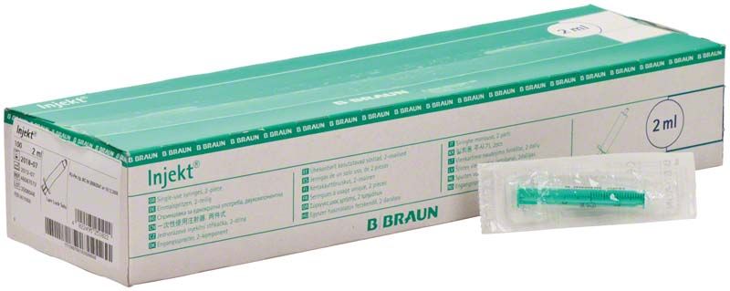 Injekt Solo Luer-Lock 2ml Einmalspritze mit Verpackung von medic-star.