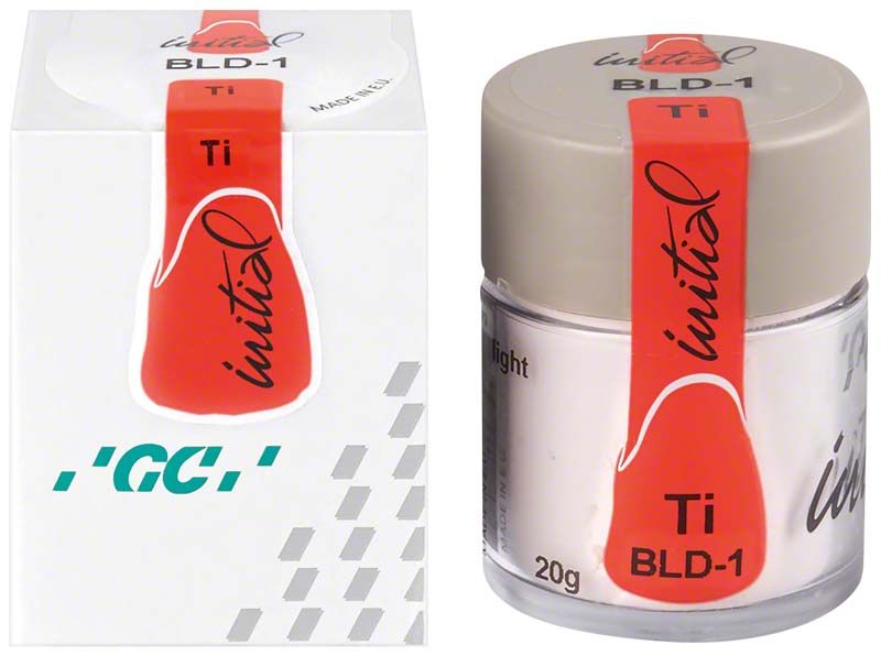 GC Initial Ti Bleach Dentin BLD-1 Verpackung und Behälteransicht.