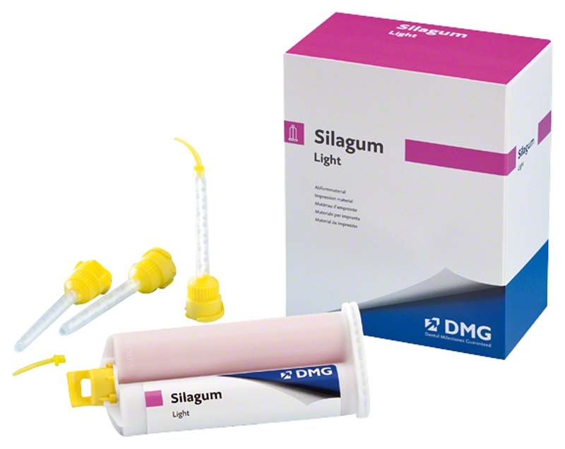 Silagum Automix light 2 x 50ml mit Verpackung und Mischdüsen.