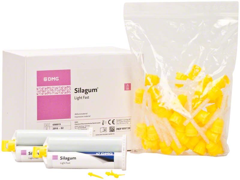 Silagum Automix light fast 8 x 50ml mit gelben Mischkanülen.