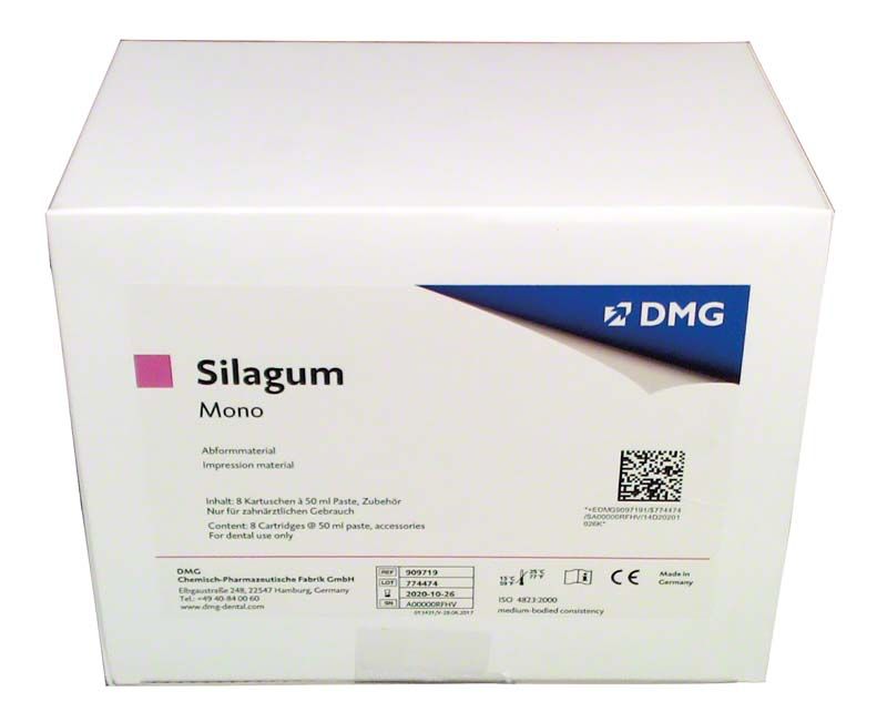 Silagum Automix mono Verpackung mit DMG-Logo und Produktdetails.