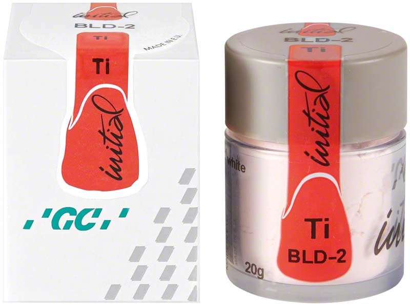 GC Initial Ti Bleach Dentin BLD-2 in weißer Dose mit rotem Etikett.